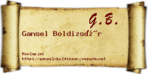 Gansel Boldizsár névjegykártya